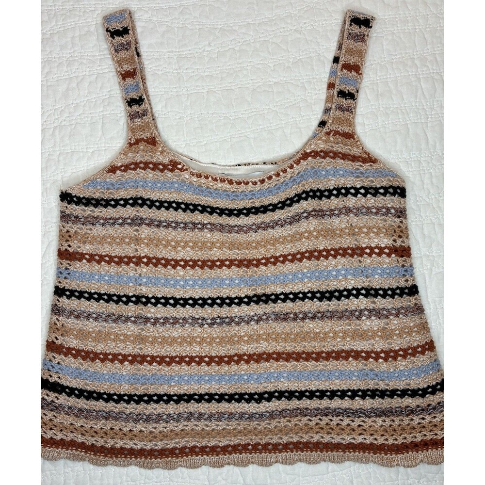 Crochet Tank Top Size‎ M Scalloped Hem Lined Cottage Boho Feminine Festival